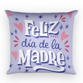 Cojín Feliz Día De La Madre Con Corazones Azul Gde