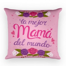 Cojín La Mejor Mamá Del Mundo Rosas Gde